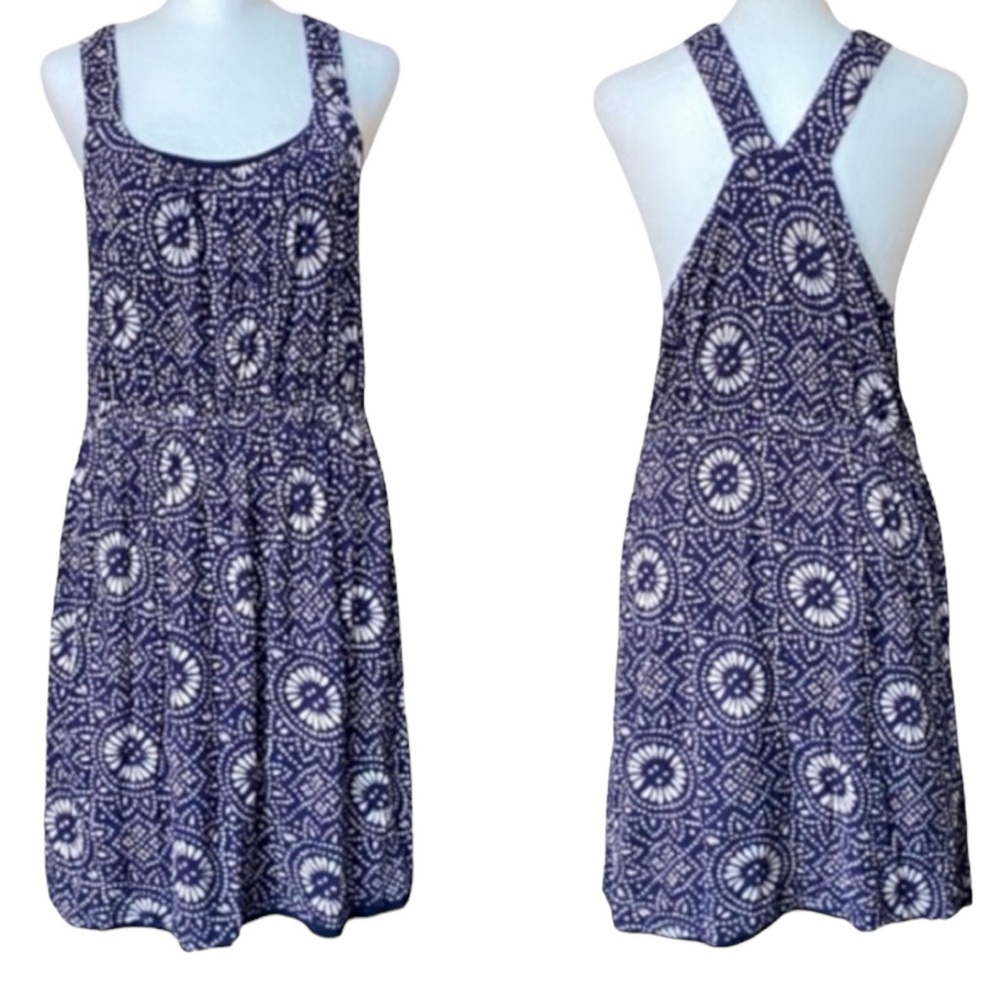 Lucky Brand Racerback Navy Blue Printed Mini Dress size women’s small